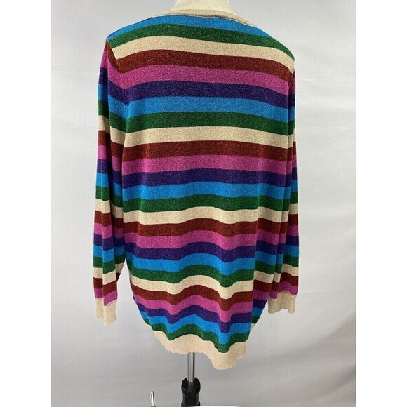 Modcloth Sugarhill Brighton Alex Rainbow Stripe Metallic Sweater Plus Size 20 - Picture 6 of 12